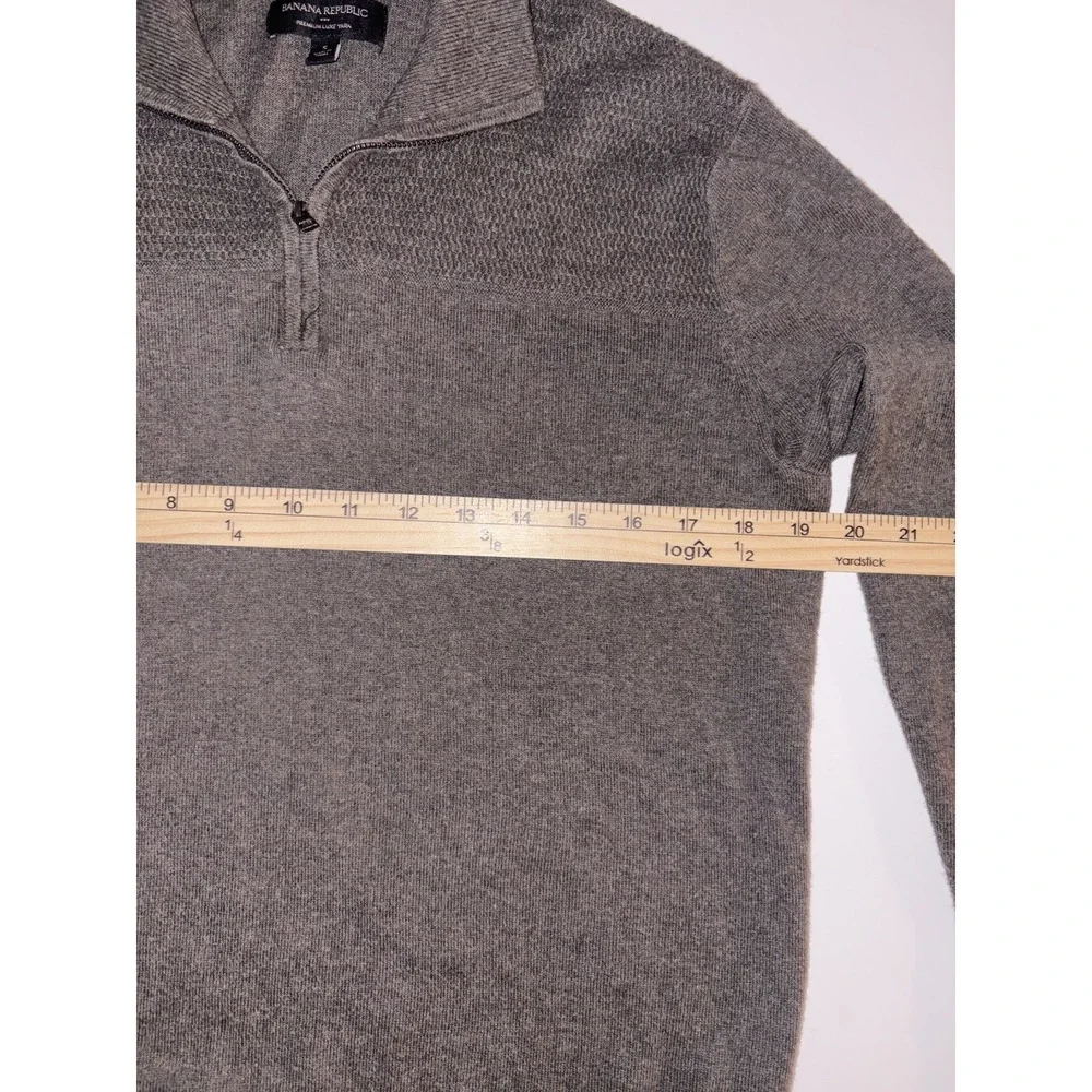 Banana Republic Sweater Mens Small GRAY 1/4 Zip Pullover Premium Luxe Yarn
